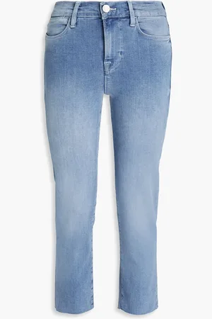 Frame Le High Straight cropped faded high-rise straight-leg jeans - Blue - 28