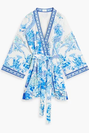Camilla Crystal-embellished printed cotton-terry coverup - - ONESIZE