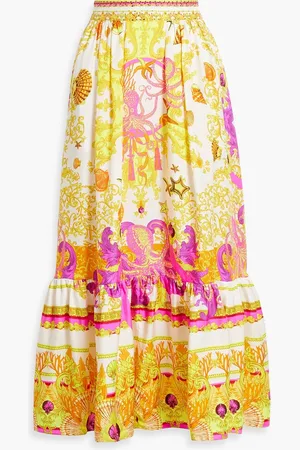 Camilla Crystal-embellished printed silk maxi skirt - - XS