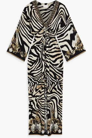 Camilla Embellished zebra-print stretch-jersey maxi dress - - XXS