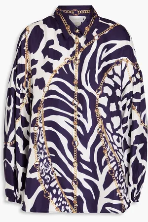 Camilla Crystal-embellished printed silk-twill shirt - Purple - S