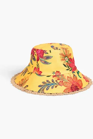 ZIMMERMANN Printed linen-canvas bucket hat - Yellow - ONESIZE