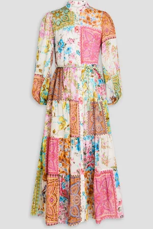 ZIMMERMANN Patchwork-effect cotton-voile midi shirt dress - - 00