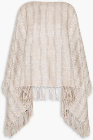 Brunello Cucinelli Fringed metallic linen-bend gauze wrap - - OneSize