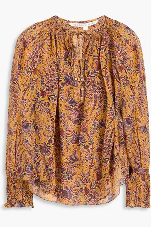 VERONICA BEARD Floral-print silk-georgette blouse - Yellow - US 8