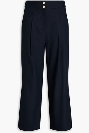 VERONICA BEARD Kuna cropped linen-blend wide-leg pants - Blue - US 16