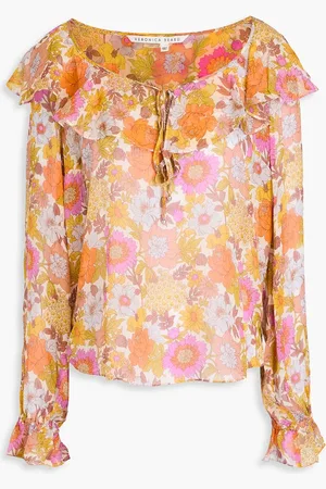 VERONICA BEARD Ruffled floral-print silk-crepon blouse - - US 4