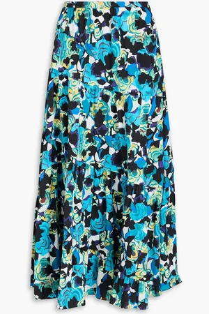Diane von Furstenberg Venice printed cotton-blend poplin midi skirt - Blue - US 0