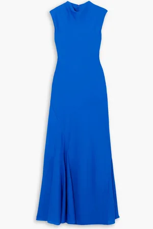 TOVE Erin draped stretch-silk and silk-chiffon maxi dress - Blue - FR 34