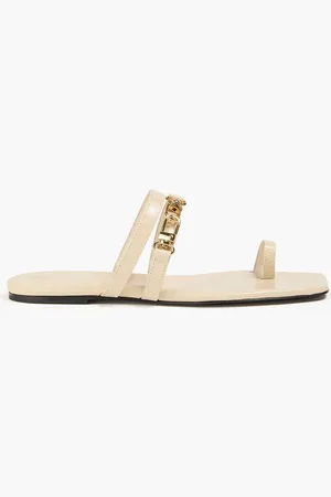Totême Embellished croc-effect leather sandals - Neutral - EU 37