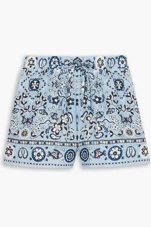 Tory Burch Pisces Dream printed linen shorts - Blue - XL
