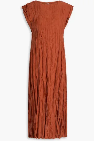 Totême Crinkled plissé washed-silk midi dress - Red - FR 32