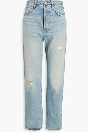 Totême Distressed high-rise straight-leg jeans - Blue - 26W-32L