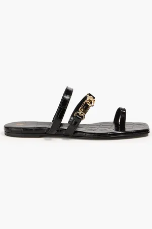 Totême Embellished croc-effect leather sandals - - EU 36