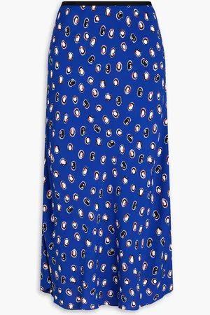 Diane von Furstenberg Delphie printed crepe midi skirt - Blue - US 14