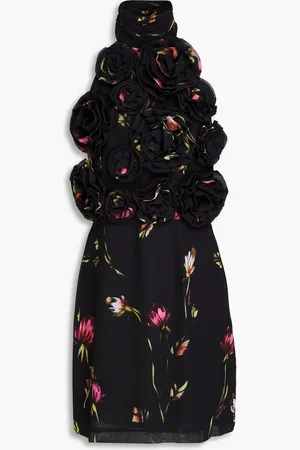 ROTATE Open-back floral-print chiffon halterneck mini dress - - DE 40