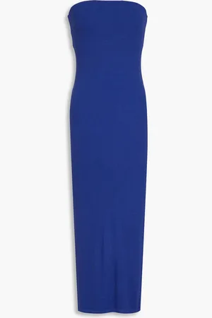 ENZA COSTA Strapless ribbed jersey midi dress - Blue - S