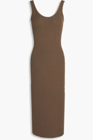ENZA COSTA Ribbed jersey midi dress - Neutral - M