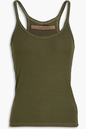 ENZA COSTA Ribbed jersey tank - Green - XL