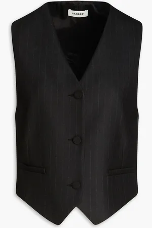 Sandro Twill-paneled satin vest - - FR 40