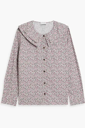 Ganni Floral-print cotton-poplin shirt - - DE 36