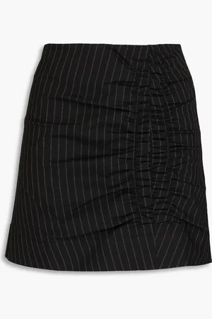 Ganni Ruched pinstriped twill mini skirt - - DE 42