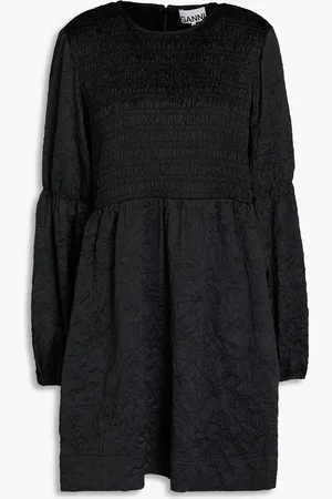 Ganni Shirred crinkled-satin mini dress - - DE 38
