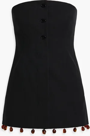 Ganni Strapless bead-embellished cotton top - - DE 44
