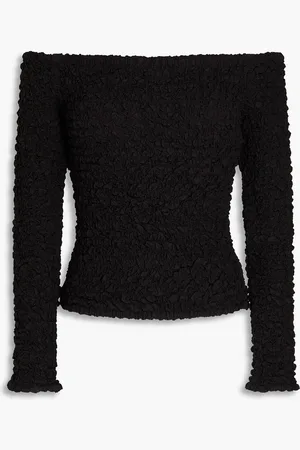 Ganni Off-the-shoulder cloqué top - - DE 38