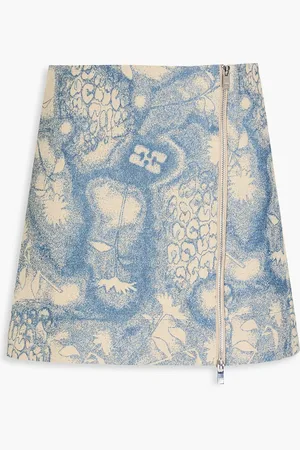 Ganni Cotton-blend jacquard mini skirt - Blue - DE 38