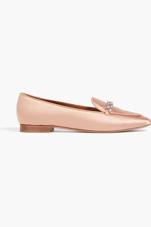 MALONE SOULIERS Bruna crystal-embellished satin loafers - Pink - EU 37