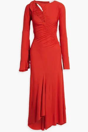 Victoria Beckham Asymmetric cutout jersey midi dress - Red - UK 6