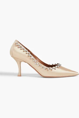 MALONE SOULIERS Gael 70 crystal-embellished satin pumps - Metallic - EU 35