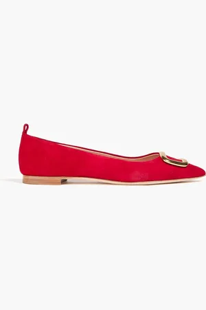 Rupert Sanderson Claudette embellished suede point-toe flats - - EU 38