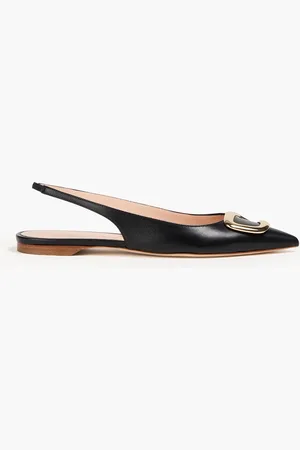 Rupert Sanderson Bedfa embellished leather slingback point-toe flats - - EU 37