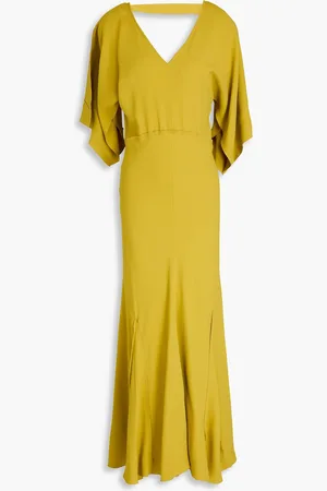 Victoria Beckham Crepe midi dress - Yellow - UK 6