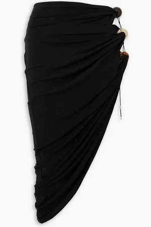 Jacquemus Asymmetric embellished cutout stretch-jersey midi skirt - - FR 40