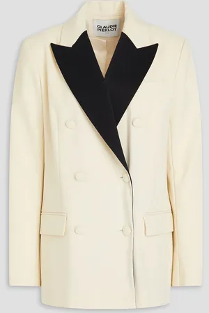 Claudie Pierlot Double-breasted two-tone canvas blazer - White - FR 40