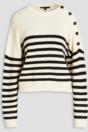 Maje Striped ribbed-knit sweater - White - 3