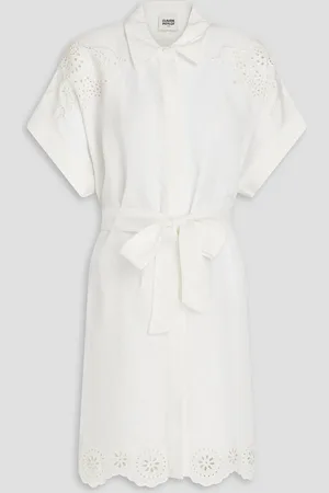 Claudie Pierlot Broderie anglaise-trimmed woven mini shirt dress - White - FR 40