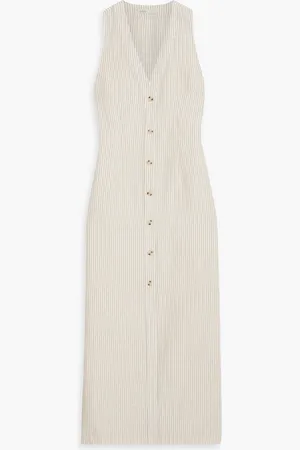 ONIA Striped linen and Lyocell-blend maxi dress - Neutral - S