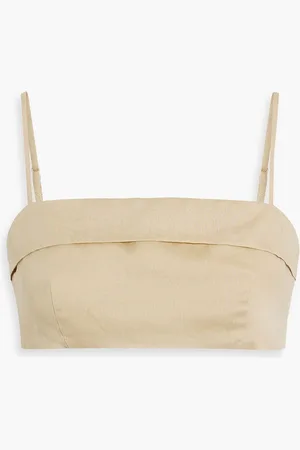 ONIA Cropped linen and Lyocell-blend top - Neutral - US 8