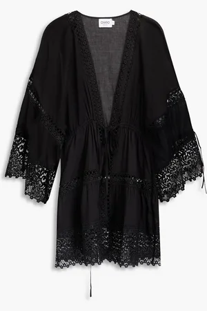 CHARO RUIZ IBIZA Agostina guipure lace-trimmed cotton-blend voile kaftan - - XS