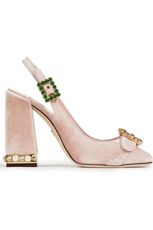 Dolce & Gabbana Embellished velvet slingback pumps - Pink - EU 35