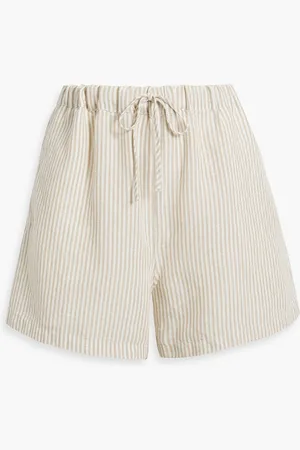 ONIA Striped linen and Lyocell-blend shorts - Neutral - L