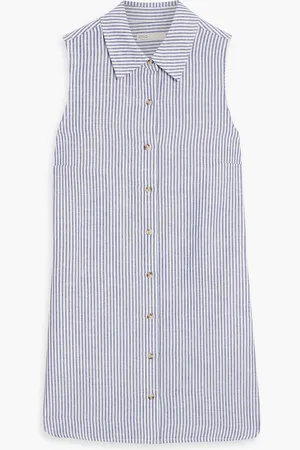 ONIA Striped linen and Lyocell-blend mini shirt dress - - L