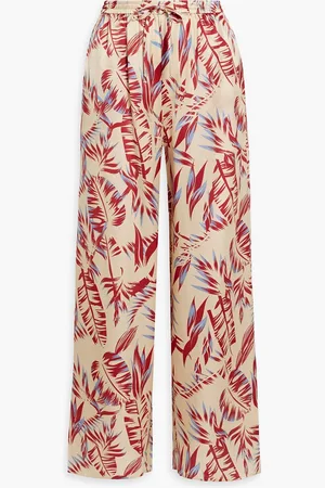 ONIA Printed silk-satin wide-leg pants - White - S