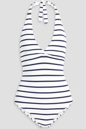 Melissa Odabash Rimini striped stretch-piquè halterneck swimsuit - - IT 38