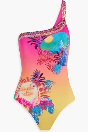 Camilla One-shoulder embellished printed swimsuit - Pink - M