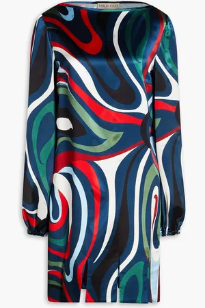 Puccini Printed satin mini dress - Blue - IT 44